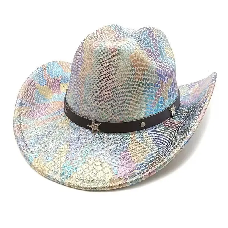 HongLuan Glitter Costume Cappello Adulto e Cappelli da Cowboy Strass per Donna, Cowboy Cosplay Accessori Femminili e Berretto da Cowgirl