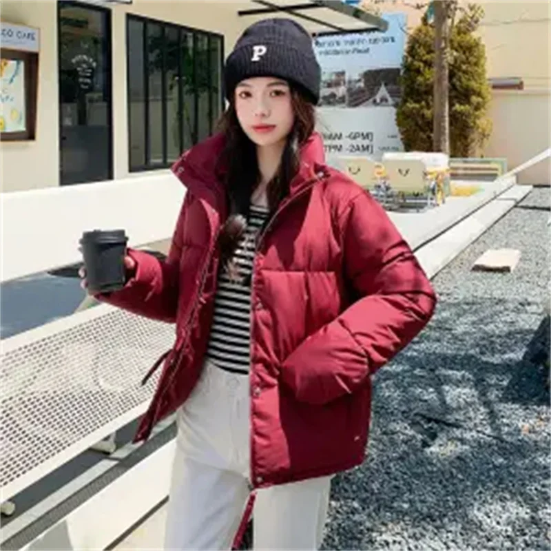 2024Winter New Down Cotton-Padded Coat Women Short Parkas Warm Cotton Padded Jacket Ladies Stand Collar Outwear Fashion Overcoat