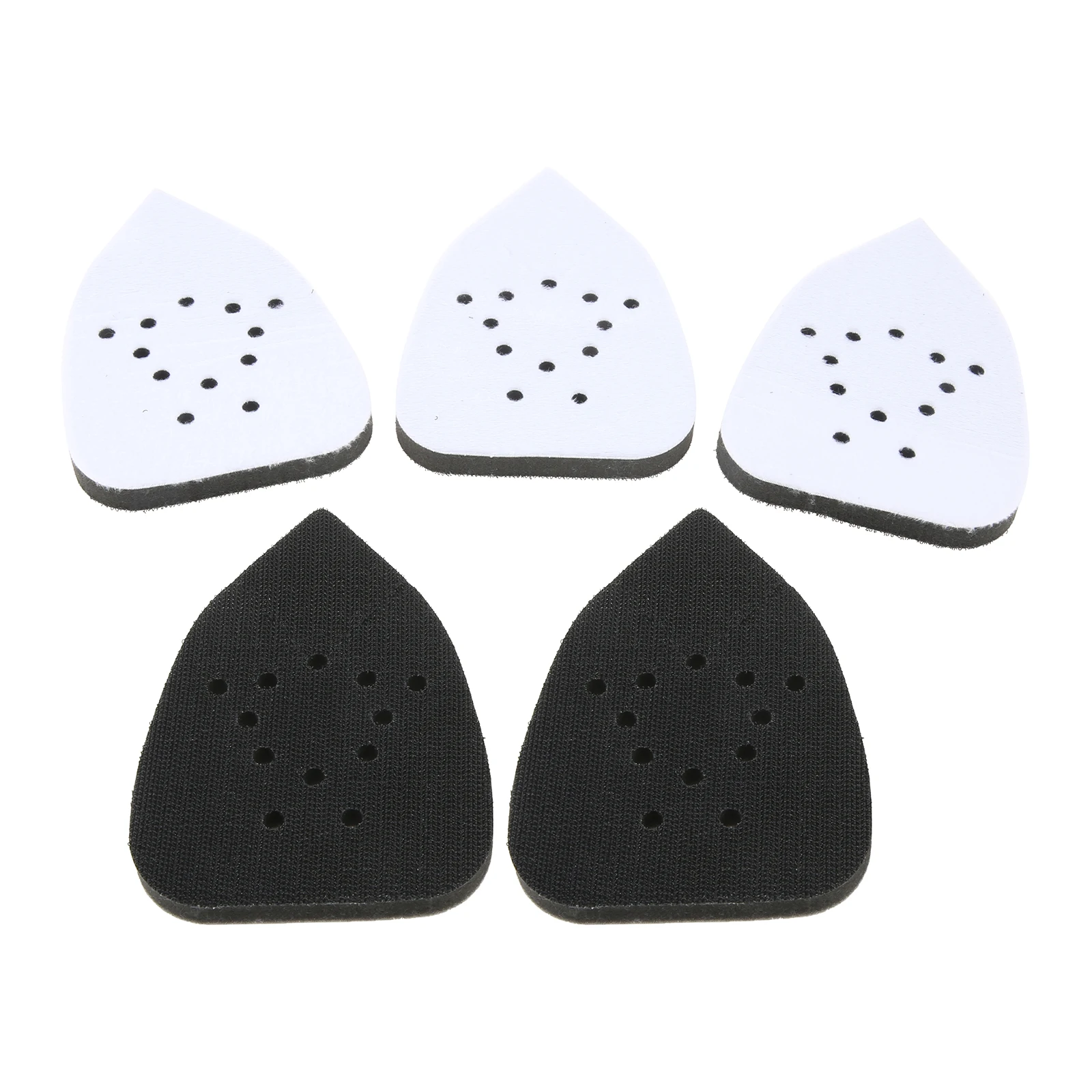 5pcs 5/6/11/12 Holes Mouse Detail Sanding Pads Triangle Interface Pads Hook & Loop Sponge Backing for Detail Sander Woodworking