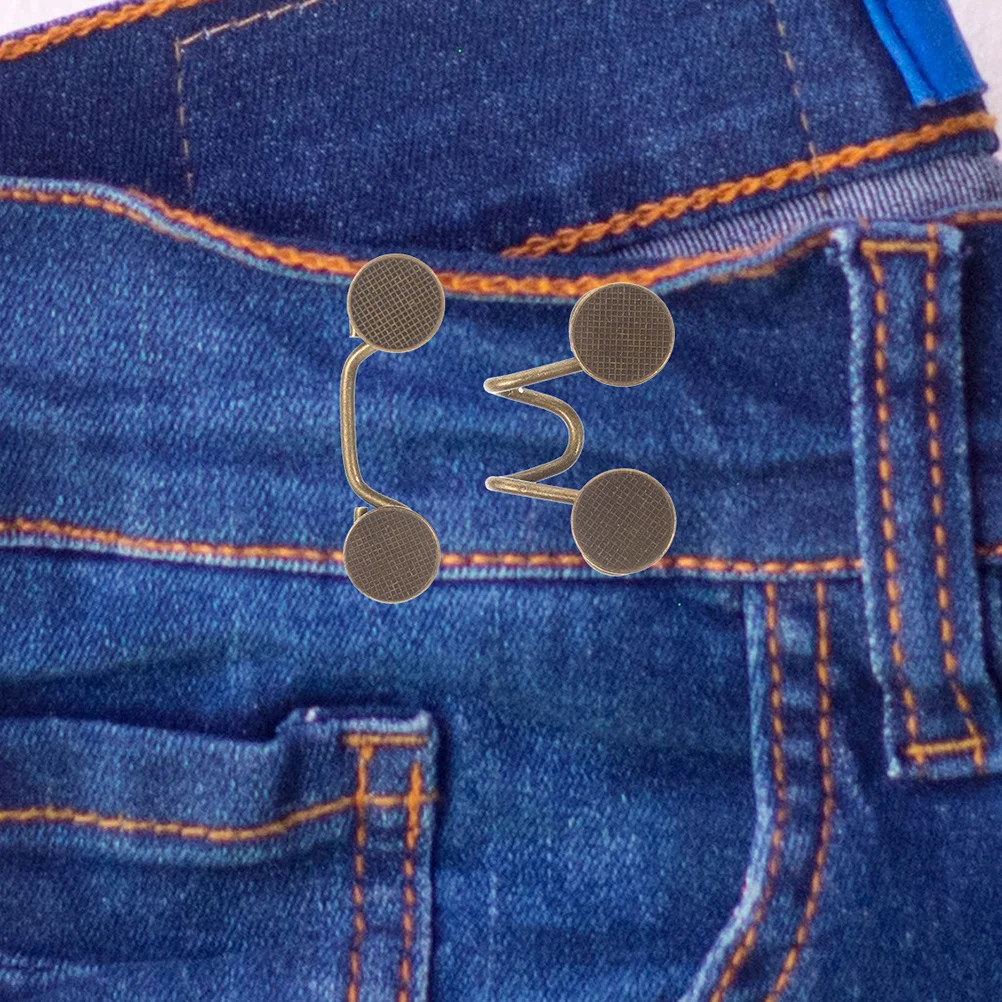 

4Pcs Jean Waist Tightener Adjustable Buckle for Loose Pants Skirts No Sew Pant Waist Tightener Reusable Alloy Clips