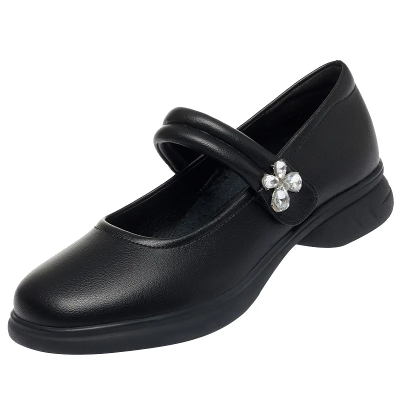 Women Casual Black Soft Leather Slip On Flat Shoes Soft Spring & Summer Preppy Girl Work Office Loafers Platform  Lolita Sweet