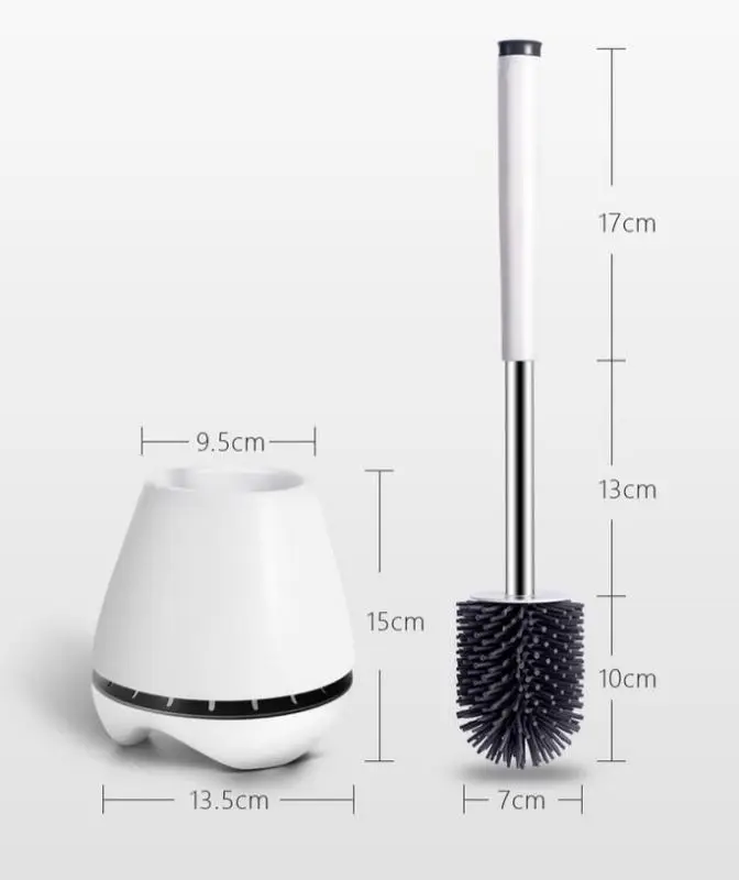 

Silicone Toilet Brush Soft Bristle Wall-mounted Bathroom Holder Set Clean Tool Durable ThermoPlastic Rubber