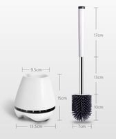 Silicone Toilet Brush Soft Bristle Wall-mounted Bathroom   Holder Set Clean Tool Durable ThermoPlastic Rubber