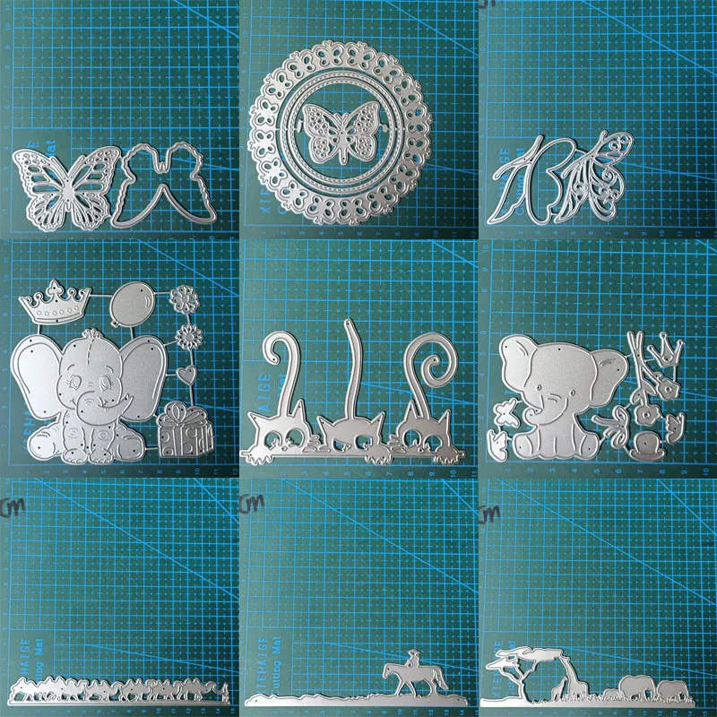 Schmetterling Tier Elefant Katze Metall Stanzformen Schnittform Sammelalbum Papier Handwerk Messerform Klinge Punch Schablonen