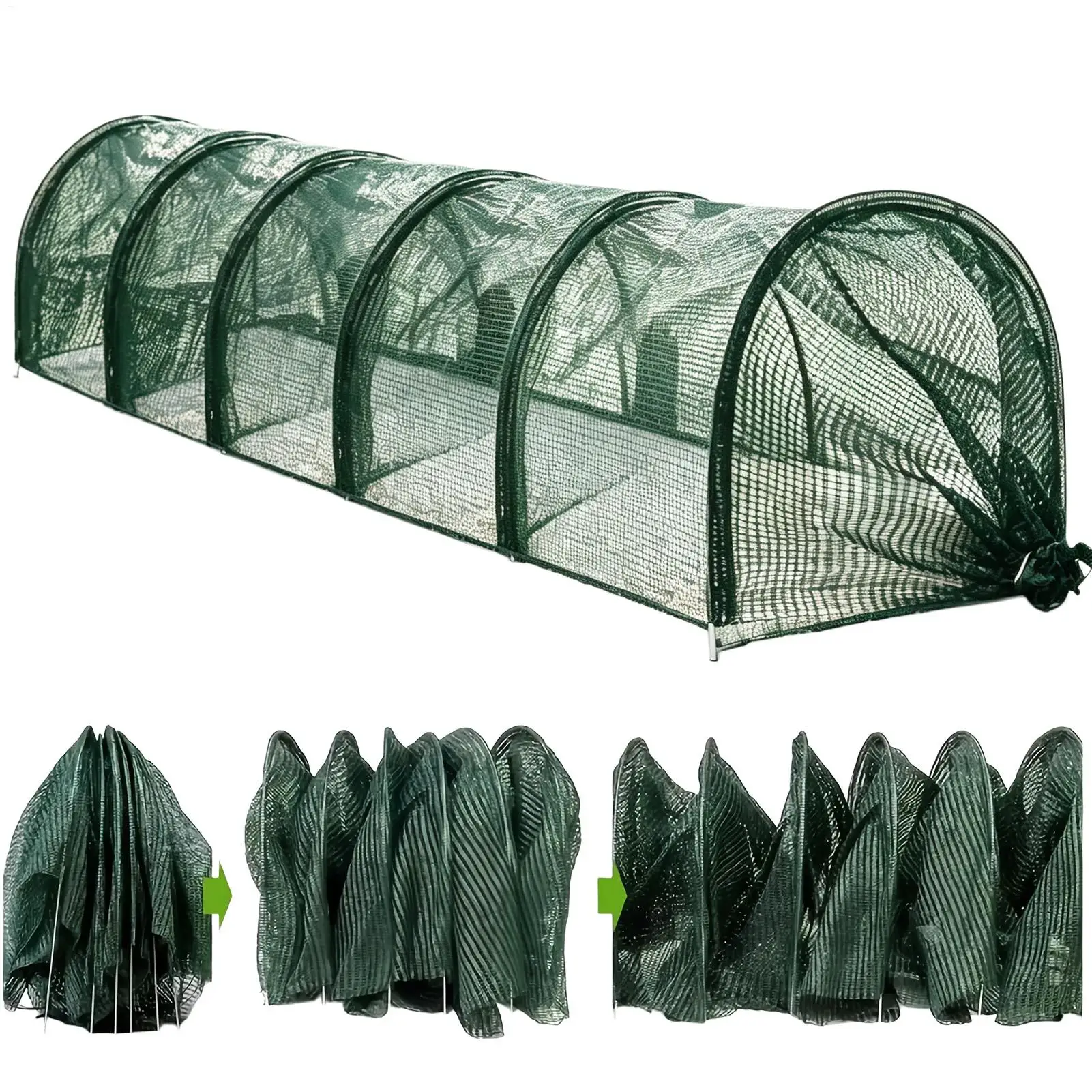 Durable Mesh Foldable Garden Tunnel - Bird & Insect Barrier Protection Cover Chicken Tunnels for Ducks Geese Rabbits Pets Chicks
