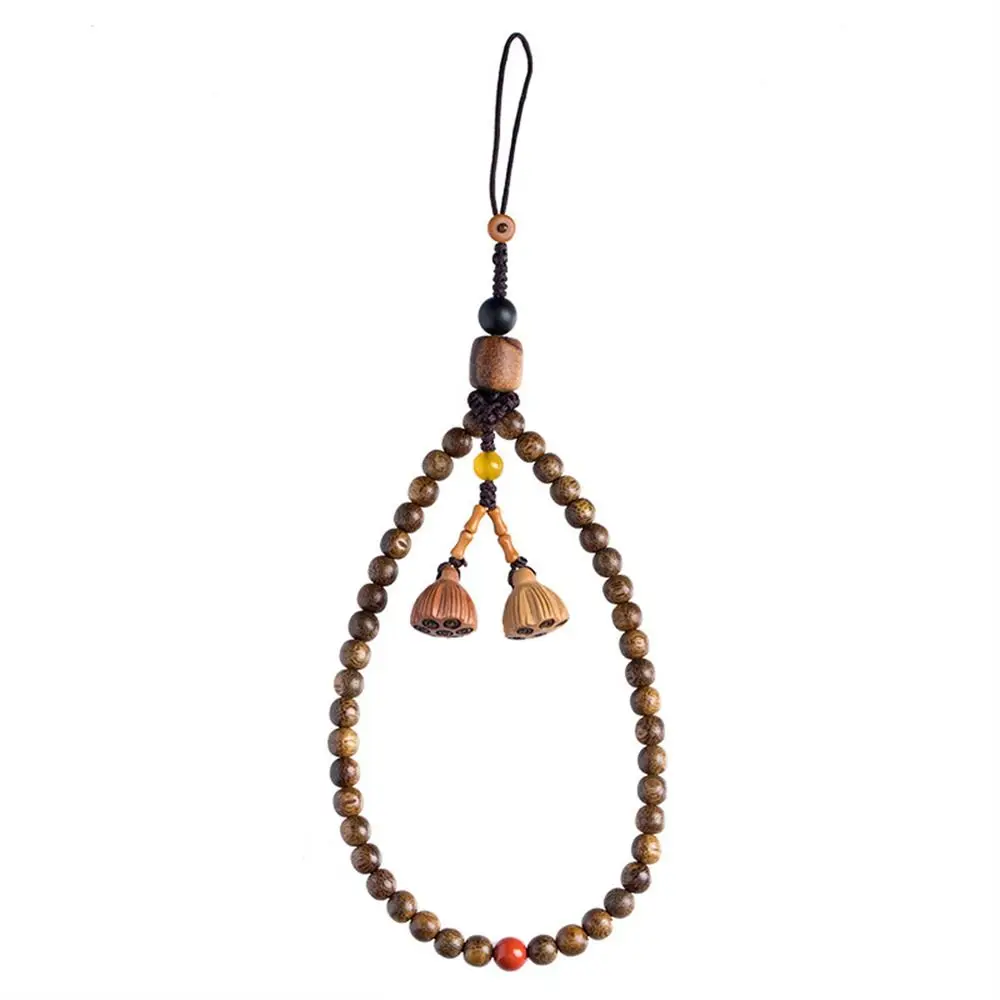 

Wrist Strap Wood Phone Lanyard Bead Pendant Phone Charm Mobile Phone Strap Retro Vintage Hanging String Cell Phone Hanger