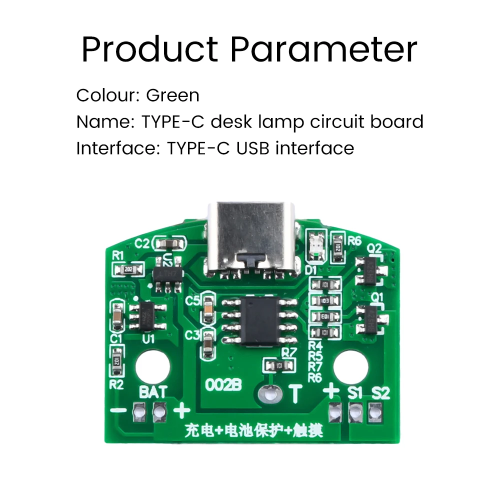 2PCS TYPE-C Desk Lamp Circuit Board USB Charging 3-speed Infinitely Dimmable LED Touch Night Light Control Module 8W