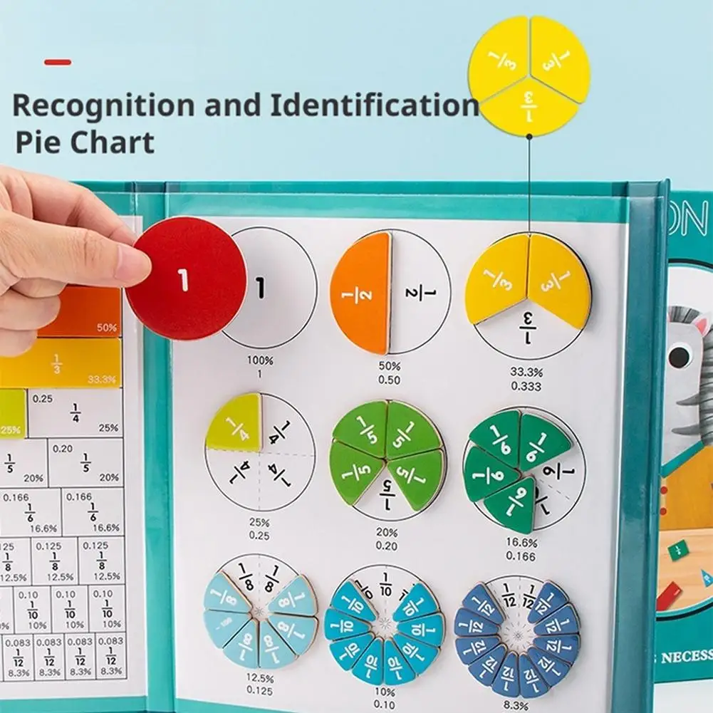 Children Math Toys Magnetic Fraction Learning Wooden Fraction Book Set Parish Teaching Aids Arithmetic Learning Educational Toys