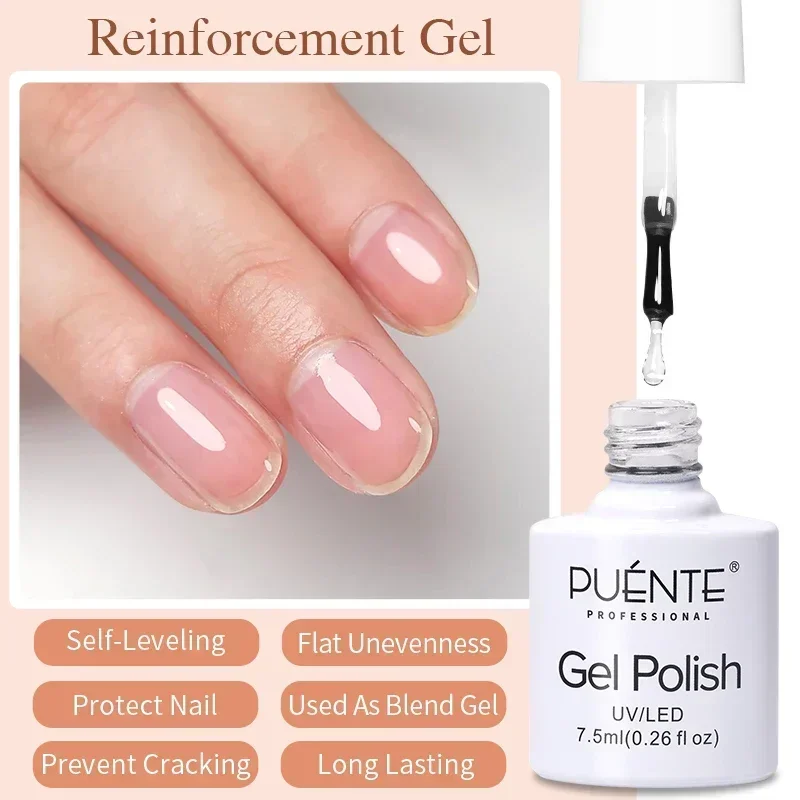 7-In-1 Function Reinforcement Gel Nail Polish 7.5ML Clear Thick Base Gel Nail Extension Color Fixation Self-Leveling Gel Varnish