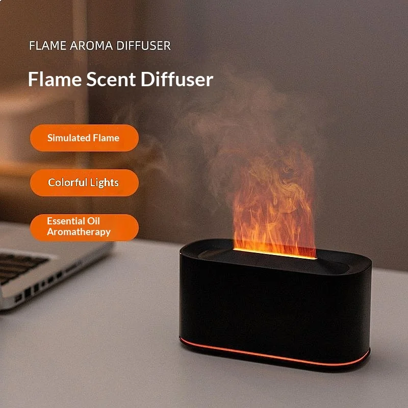 

New Colorful Flame Aromatherapy Humidifier Creative Desktop Mood Lamp Diffuser