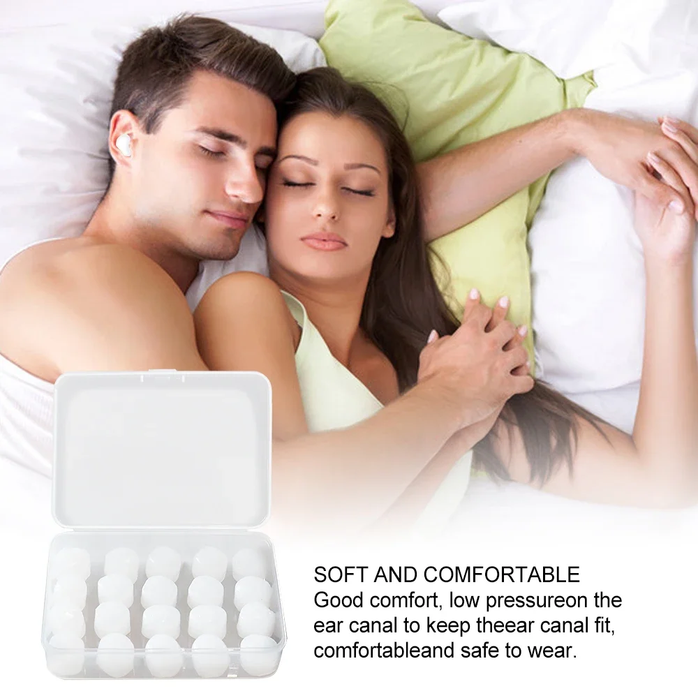 20pcs Silicone Ear Plugs Reusable Waterproof Earbud Sleeping Swimming Traveling Working Anti-noise Reduction Flexible Ear Aids