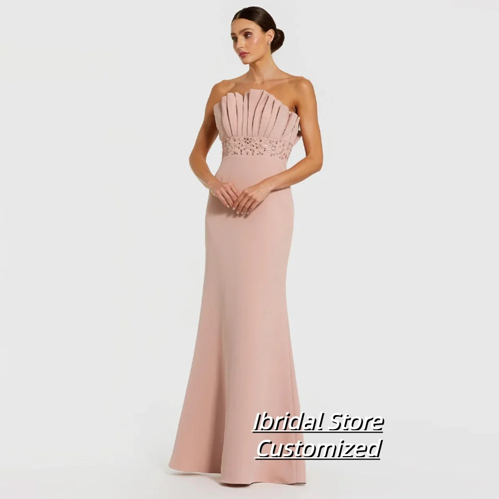 Mermaid Mother of The Bride Dress Customized Strapless Beading Serquins Saudi Prom Gown Woman Wedding Guest Gown