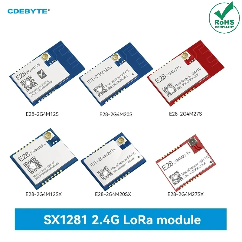 SX1281 LoRa 2.4GHz 12/20/27dBm SPI IoT Modul CDEBYTE E28-2G4M12S E28-2G4M12SX GFSK FLRC Penerima Pemancar Bluetooth PCB