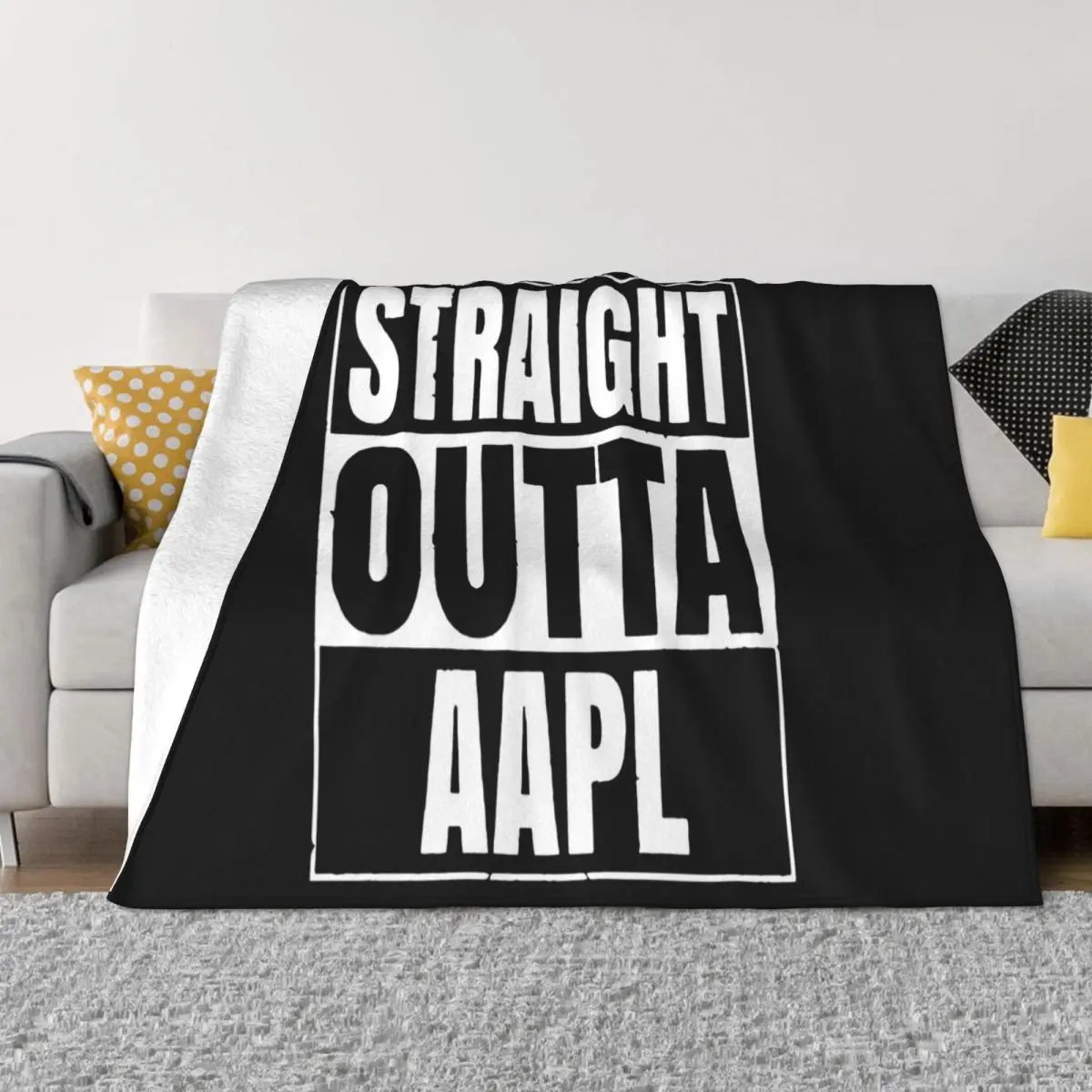 

Straight Outta Aapl Stock Creative Design Cool Popular Style Customiz Designing Cartoon Character Latest Throw Blanket