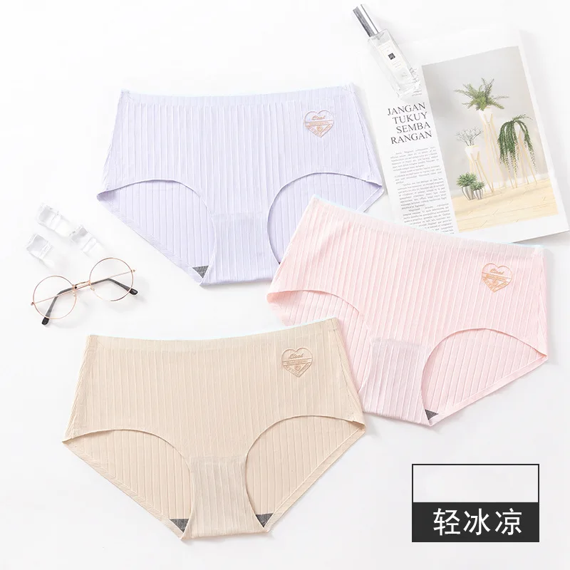

3 шт./компл. женское бесшовное цельное нижнее белье из ледяного шелка, охлаждающие протестированные графеновые антибактериальные удобные дышащие стринги