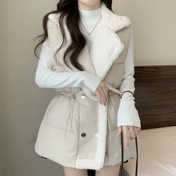 Autumn Winter Women Down Cotton-Padded Vests Jackets Sleeveless Female Turn-down Collar Outerwear Ladies Thicken Warm Waistcoat