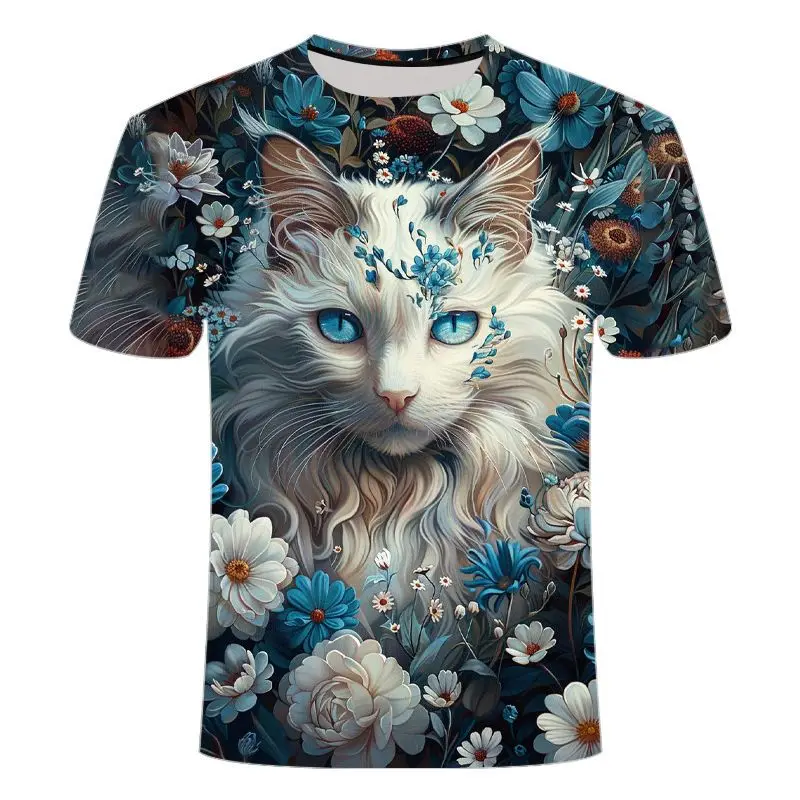 I vestiti estivi più venduti Serie di gatti creatività stampata in 3D con simpatici modelli di animali Maglietta per bambini Camicie da uomo T-shirt da donna