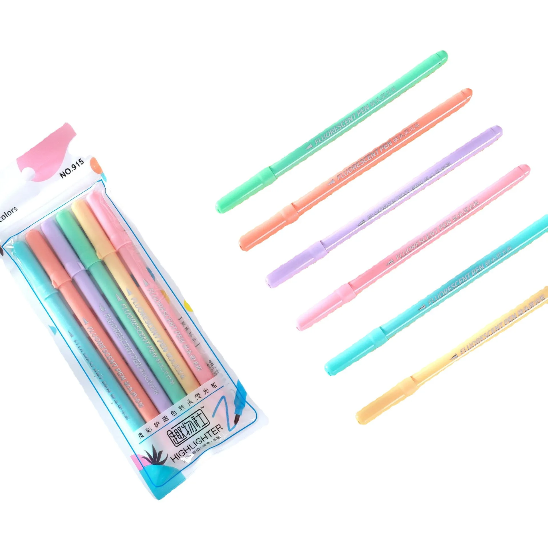 6 Colors Brush Pens Calligraphy Marker Pastel Highlighter Water Color Pen For Lettering Sketching Scrapbooking Art Supplies