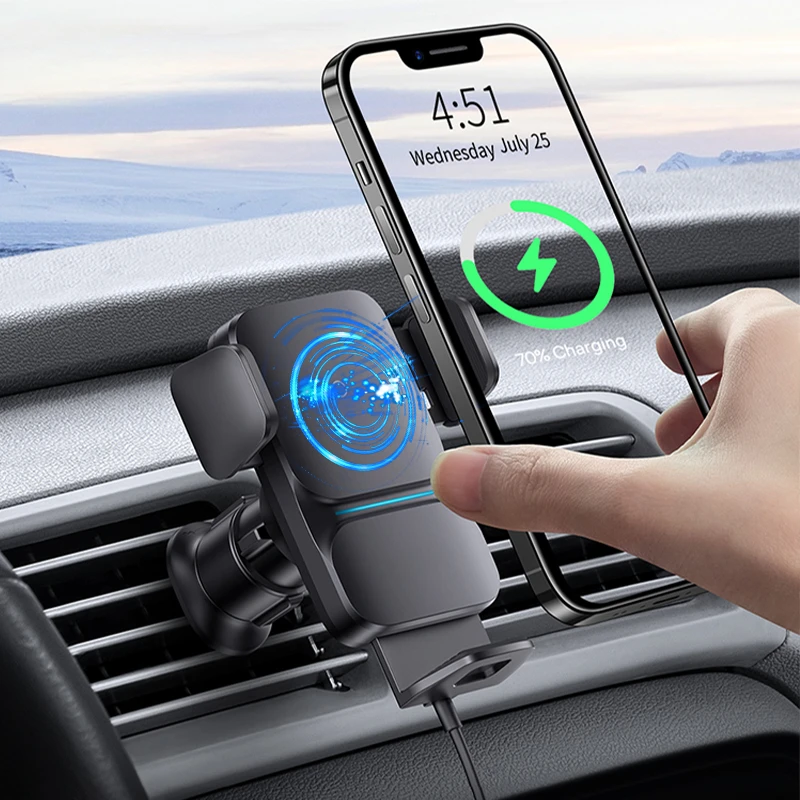 Qi 15W Wireless Car Phone Charger Holder Samsung IPhone Car Phone Holder Zhixing Automatic Alignment  Holder Wireless Charging