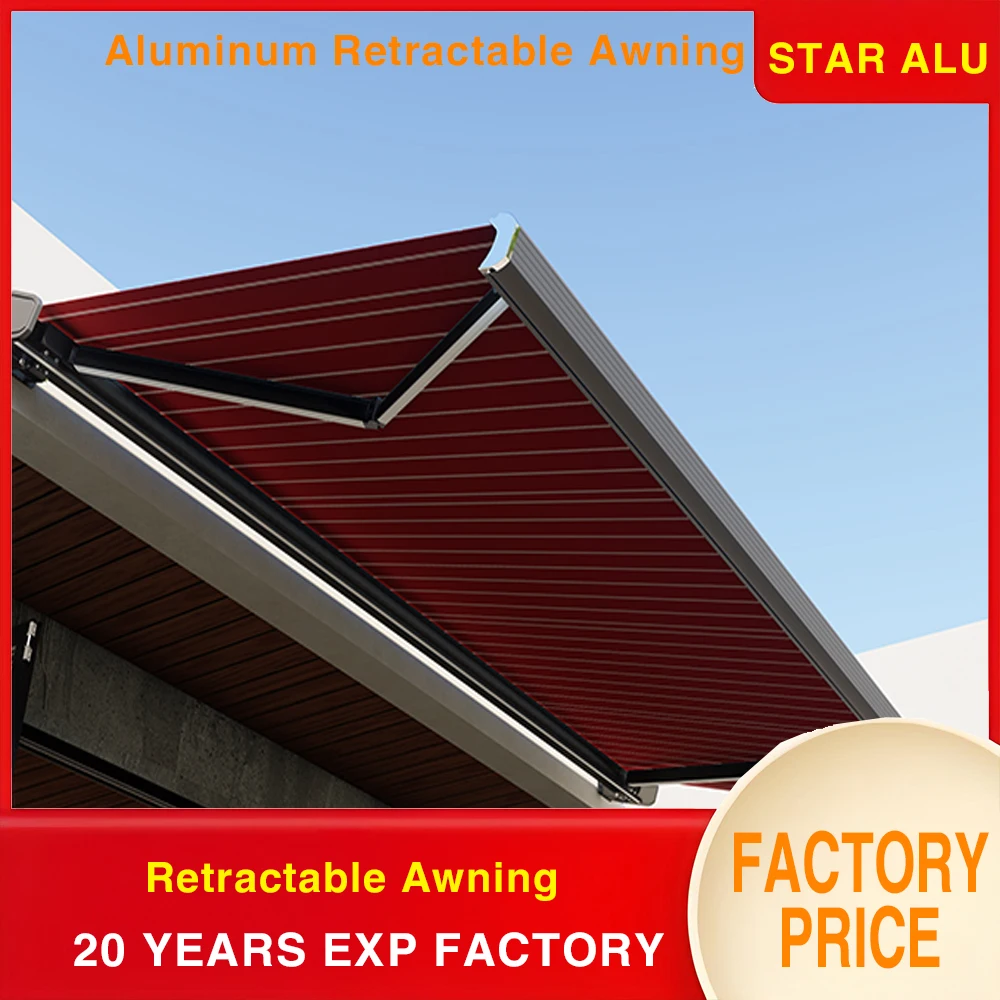 Wholesale Full Cassette Motorized Awning Retractable Electric Waterproof Folding Arm Sunshade Canopy for Patio Balcony Garden
