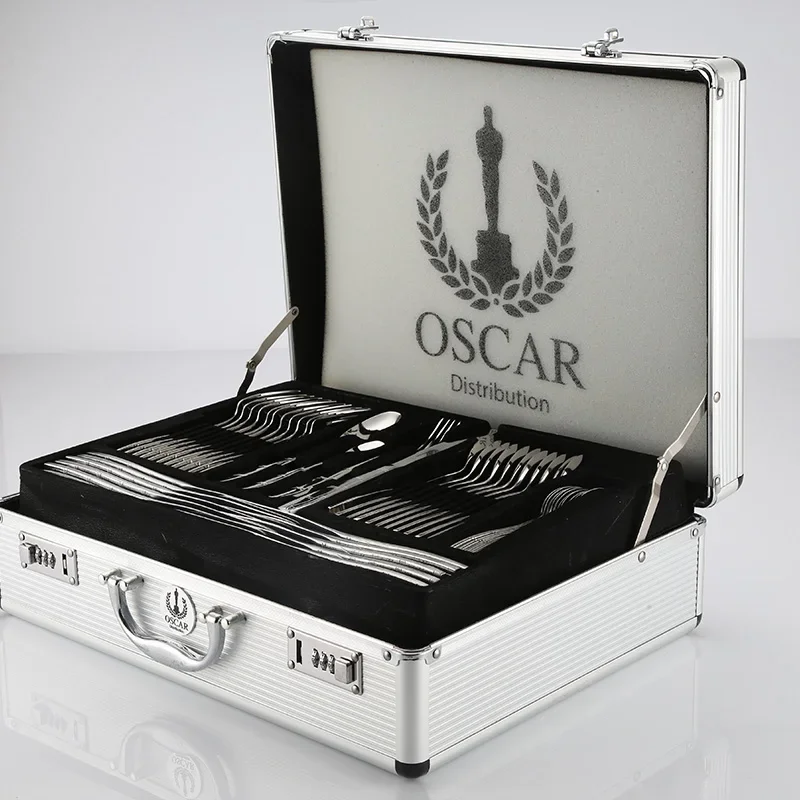 304 stainless steel cutlery steak knife and fork spoon 114 sets of gift box set high-grade aluminum box password packaging