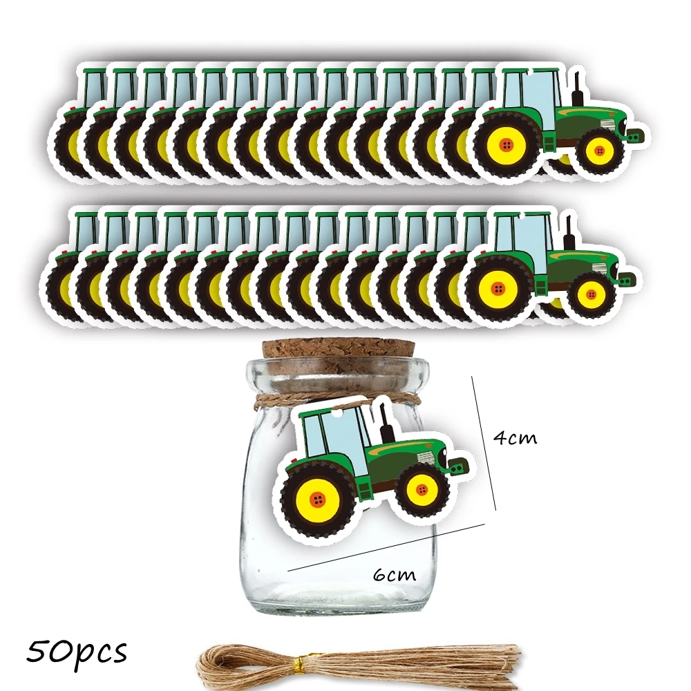 Farm Tractor Vehicle Series Cake Toppers Paper Banners for Boy\'s Farmland Tractor Birthday Party Decoration DIY Crafts Wrapping