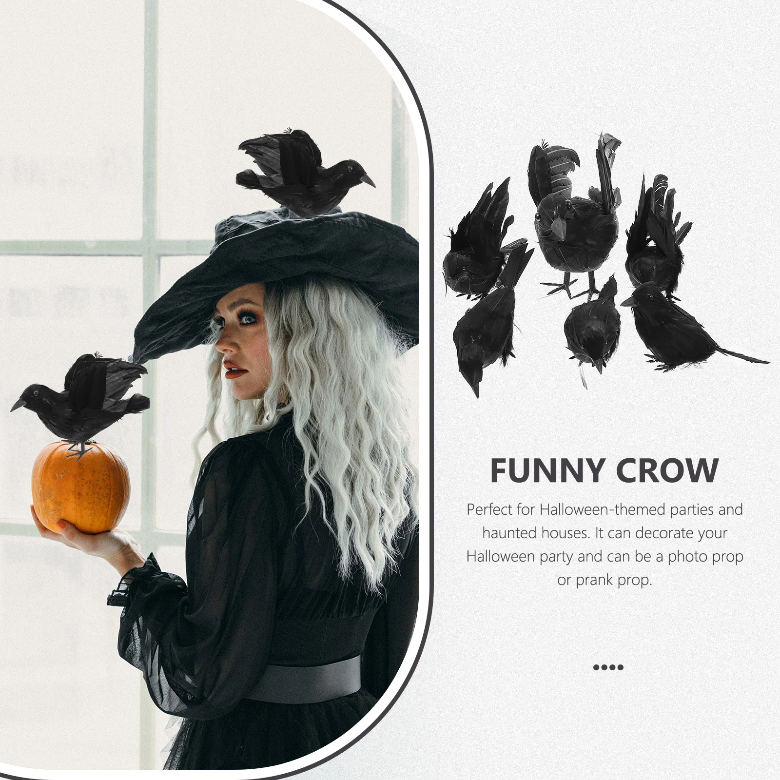 

6Pcs Halloween Crow Decorations Plastic Realistic Crow Props Scary Halloween Party Supplies Haunted House Tabletop Decor