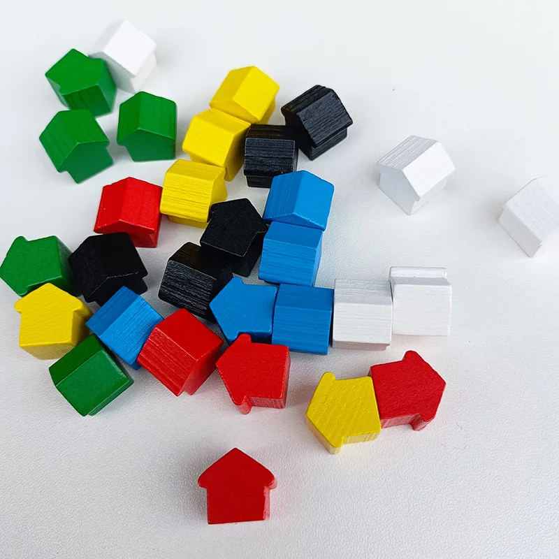 

50pcs Wooden Houses Educational Board Pieces Strategic Thinking Miniature Buildings For Kids Replacement Chess Sets