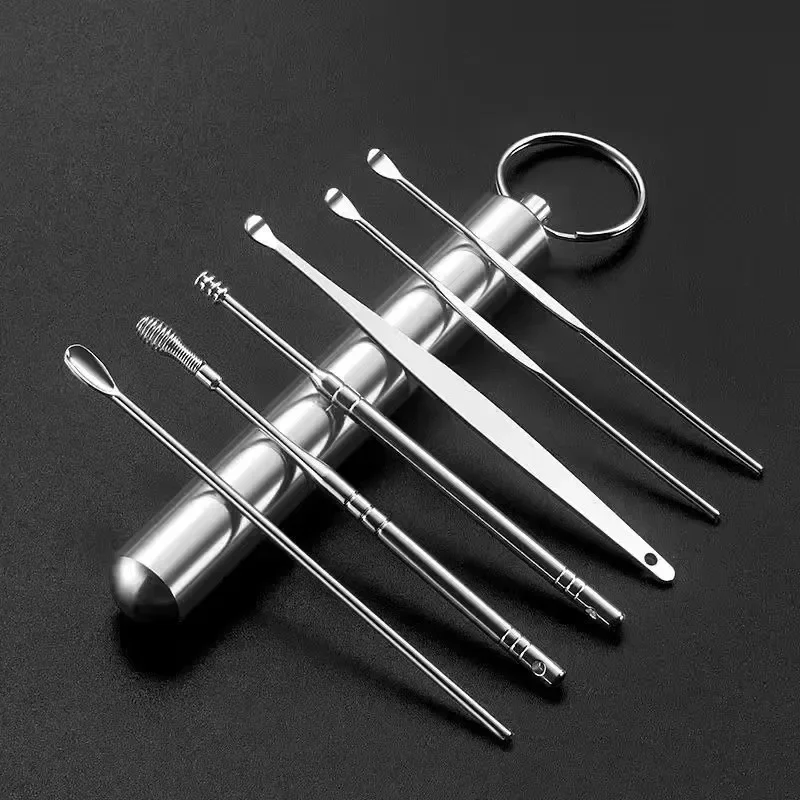 Ear Pick Six-piece Set Ear Cleaning Ear Picking Earpick Convenient Portable Portable Ear Pick Household Portable for Adults