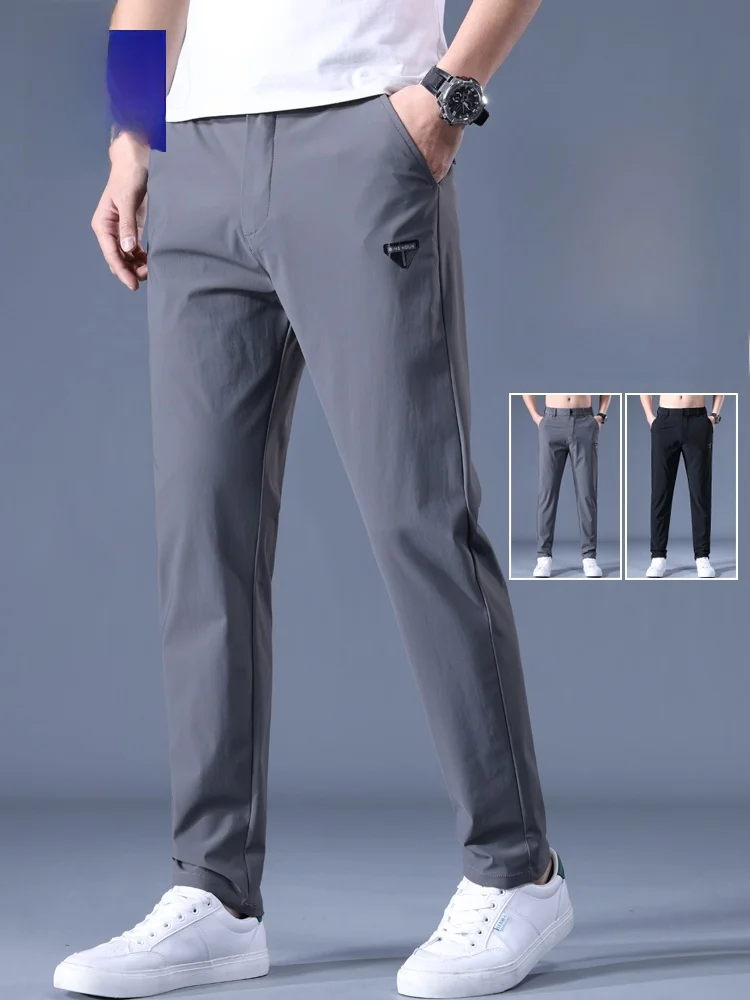 

Rn Ice Silk Casual Pants Men's Summer Thin Drape Qui Dry Spor Loose Straight Summer Long Trousers Faionable Urban Sle