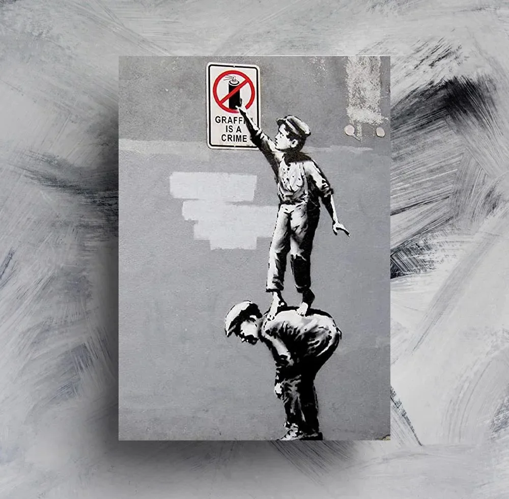 Banksy Graffiti Artwork Painting Girl with Red Balloon Poster Black White Poster Canvas Painting Abstract Wall Home Decor Street