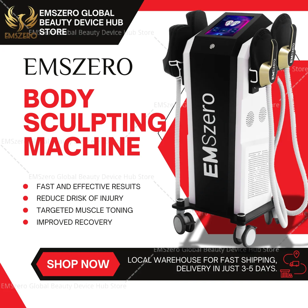 EMSzero Muscle Stimulator Body Sculpting Machine 4 Handles RF 6500w 200Hz Fat Burning Commercial/Home Use Machine