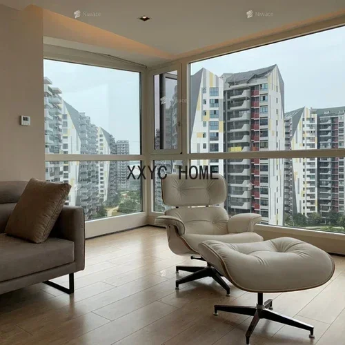 Sedia Sedia per divano monoposto nordica in vera pelle Sedia per il tempo libero girevole moderna e minimalista