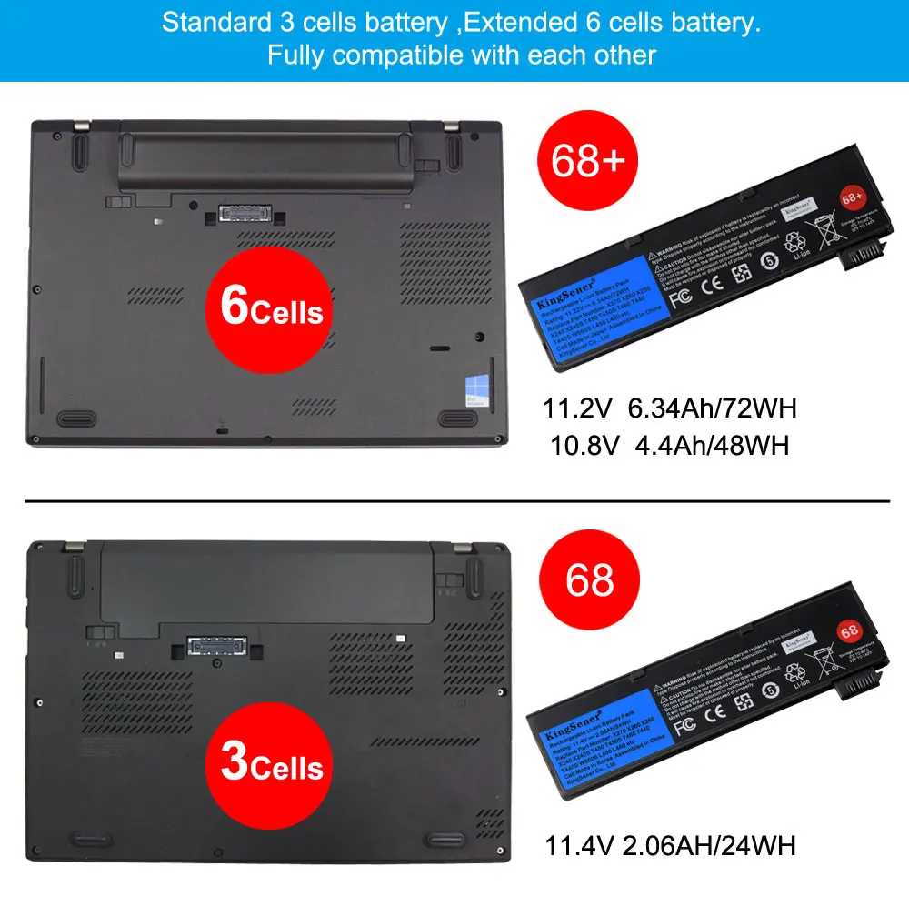 Kingsener Notebook Tettlegesség számára lenovo thinkpad X270 X260 X240 X240S X250 T450 T470P T440S K2450 W550S 45N1136 45N1738 68+