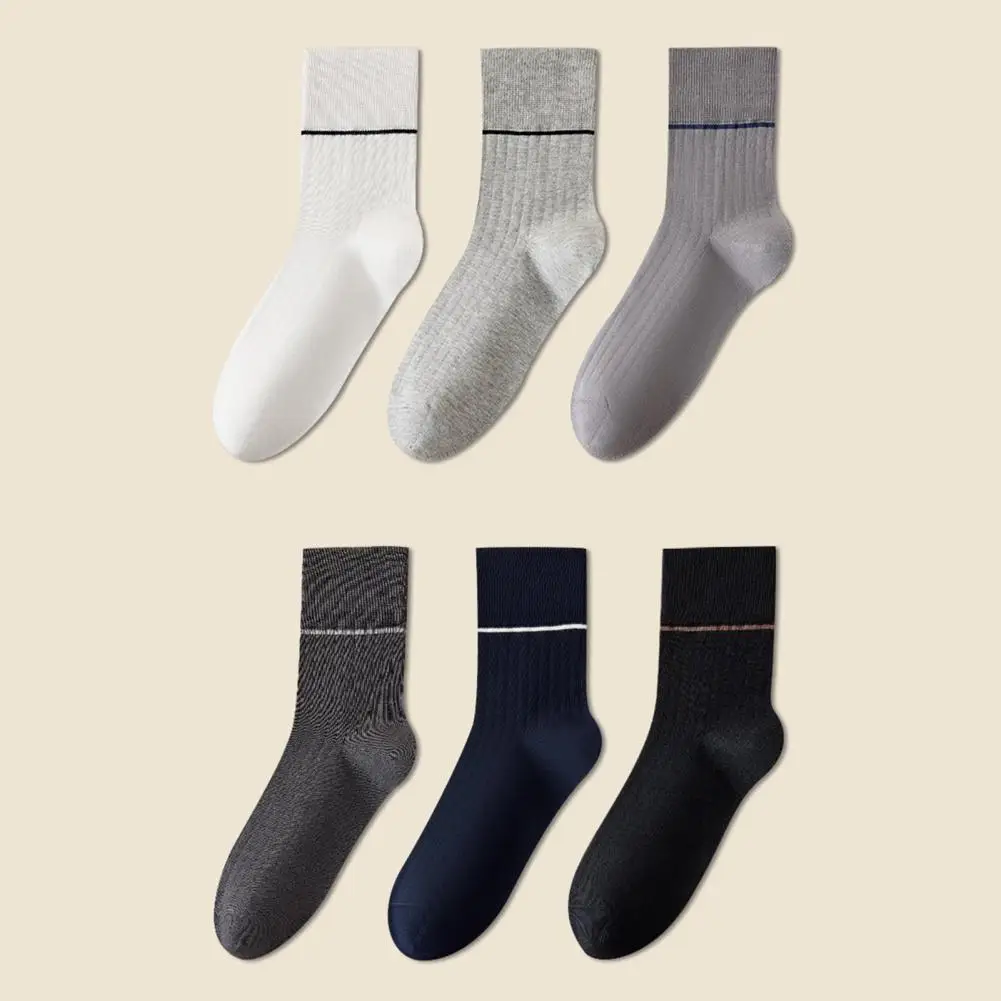 Odor-resistant Men Socks Men's Cotton Dress Socks Ribbed Crew Socks with Antibiosis Odor-free Technology Breathable for Non-slip