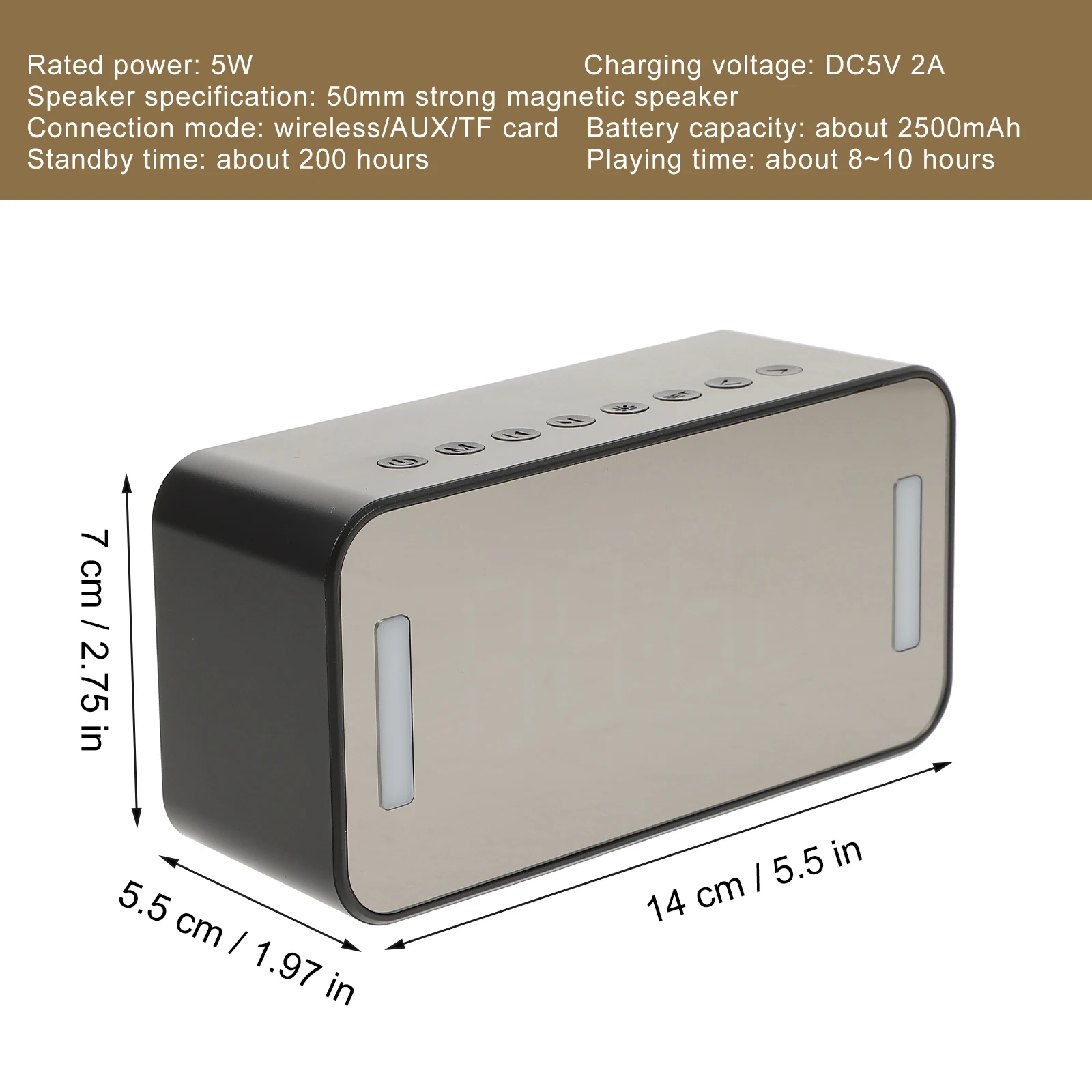 

Wireless Speaker Clock Compact Bedside Digital Alarm Home FM Radio Black Multi functional Speaker Audio