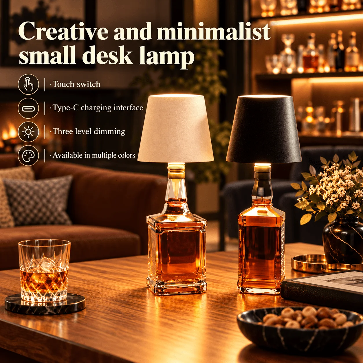 Persun LED Creative Bar Restaurant USB Charging Three Color Dimming Wine Bottle Light Decorative Atmosphere Lighting