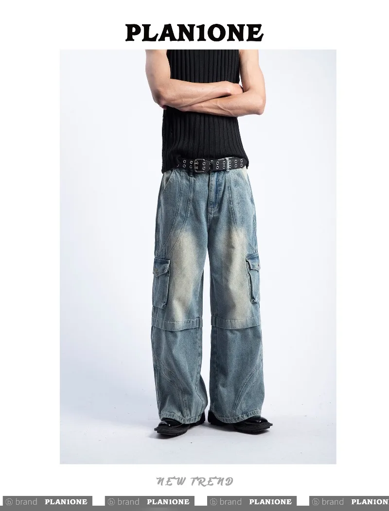 2026 Summer New American Retro Fashion Trend Hooded Vest Handsome Youth Popular Casual Loose Men's Denim Set