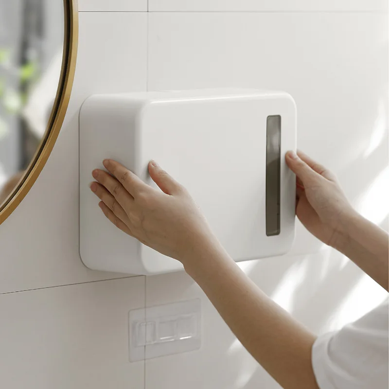 White wall mounted tissue holder without punching toilet household and commercial hotel paper drawer bathroom accessories