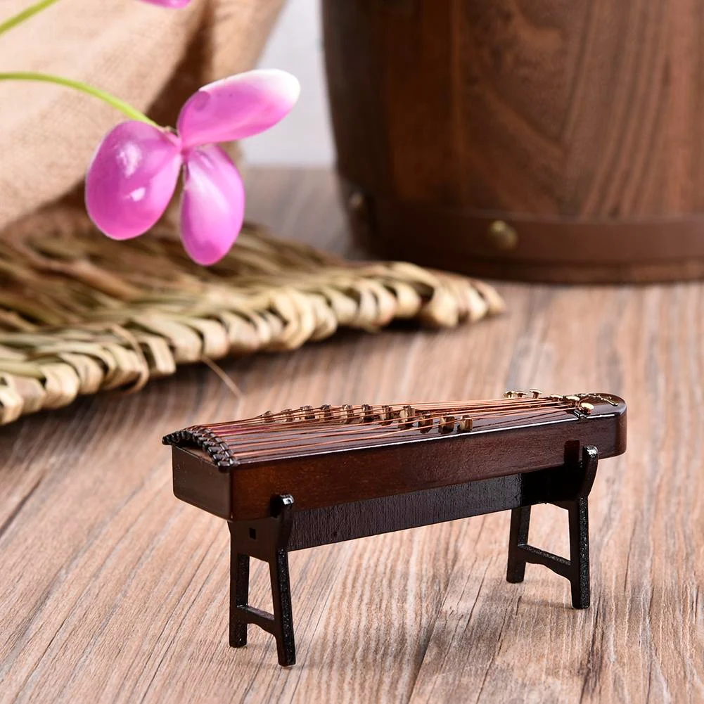 【العوامات العلوية】آلة موسيقية صغيرة مصنوعة يدويًا من خشب Guzheng نموذج زينة هدايا تذكارية #5