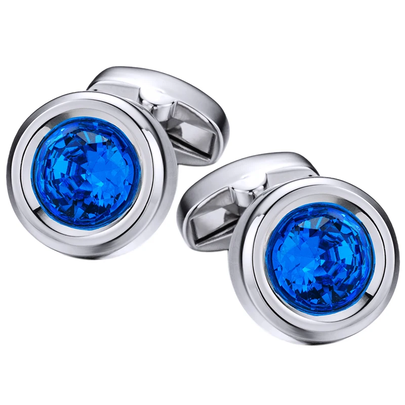 

KFLK Shirt Cufflinks for Mens Women Designer Brand Blue Crystal Cuff links Buttons High Quality Luxury Wedding Guests Wedding