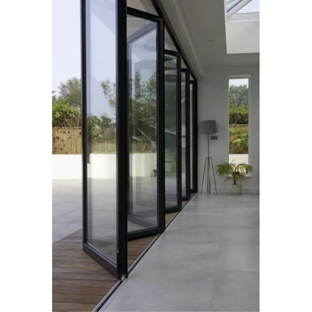 Customized Folding Door Service Black Thermal Break Aluminum Folding Door Bifolding Patio Glass Door