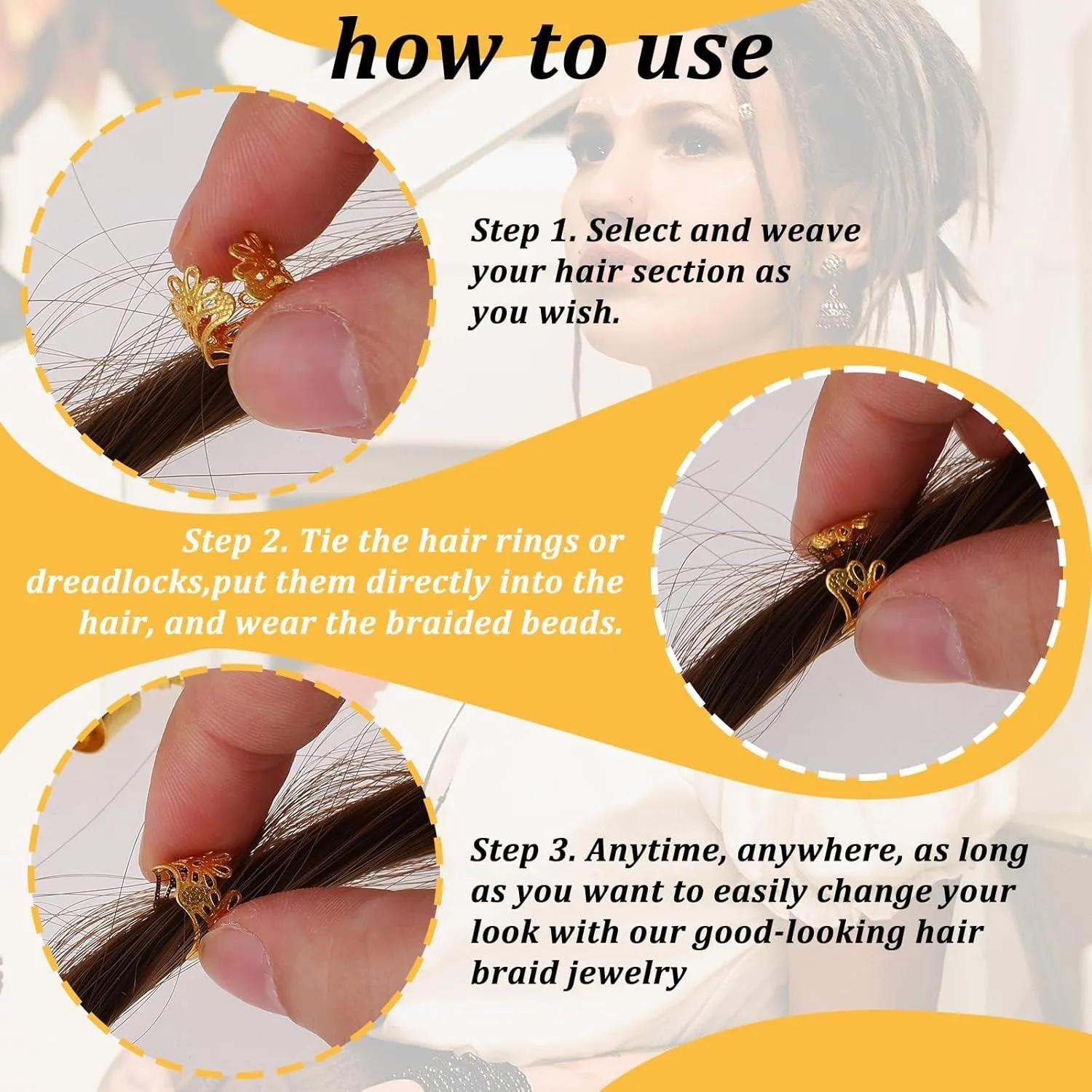 ゴールド & シルバー ひまわり オリーブ ブランチ 中空ドレッドヘア リング 40 個 |   パーティー/フェスティバル宴会ウィッグアクセサリー