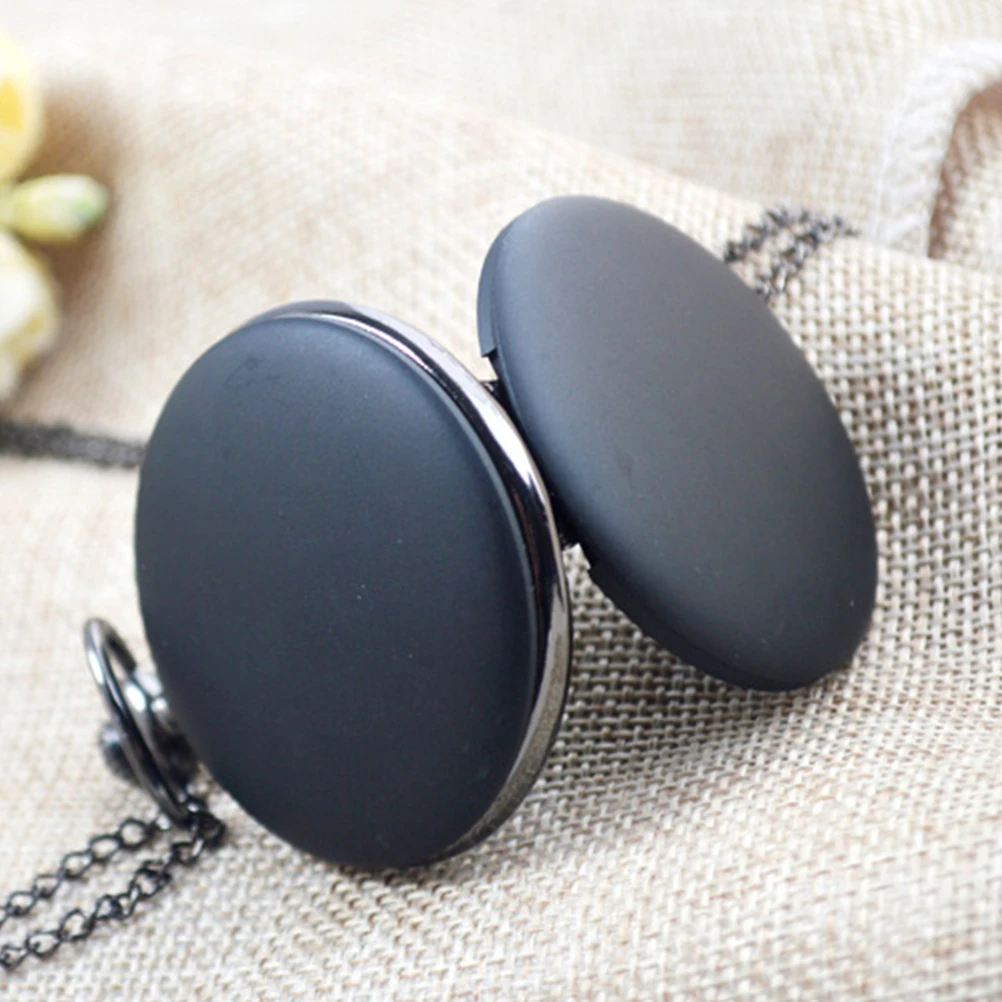 

Frosted Pocket Lightweight Black Vintage Portable Quartz Watches Chain for Retro Pocket Watch Women Men Retro Style Gift