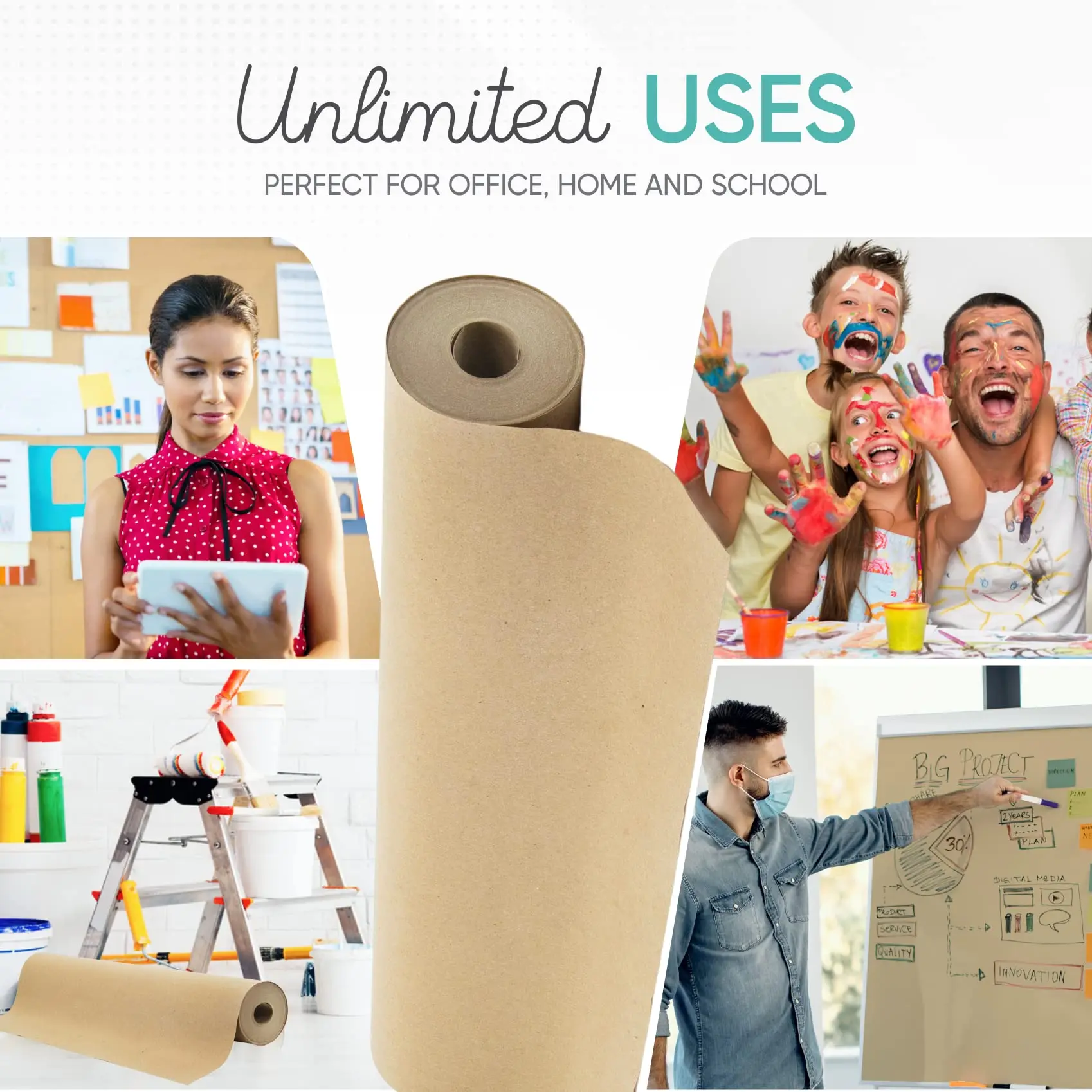 Brown Kraft Paper Roll, Ideal for Gift Wrapping, Art & Craft, Postal, Packing, Shipping, Floor Covering, Parcel, Table Runner,