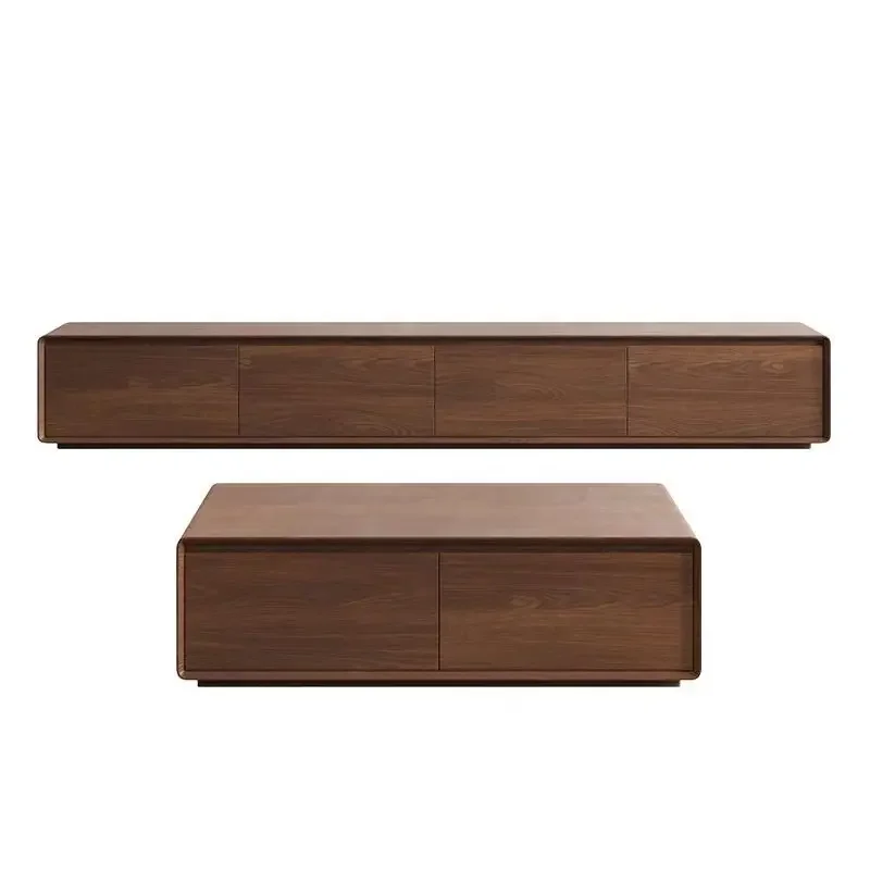 Solid wood TV cabinet coffee table combination living room home TV cabinet floor-to-ceiling audio-visual cabinet
