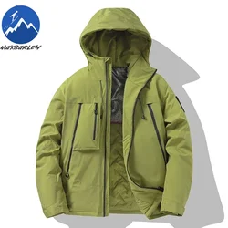 2025 New Winter Jacket Men Women Outdoor Ski Waterproof Graphene Warm Hooded Parka Male Street Casual Multi Pocket Padded Jacket
