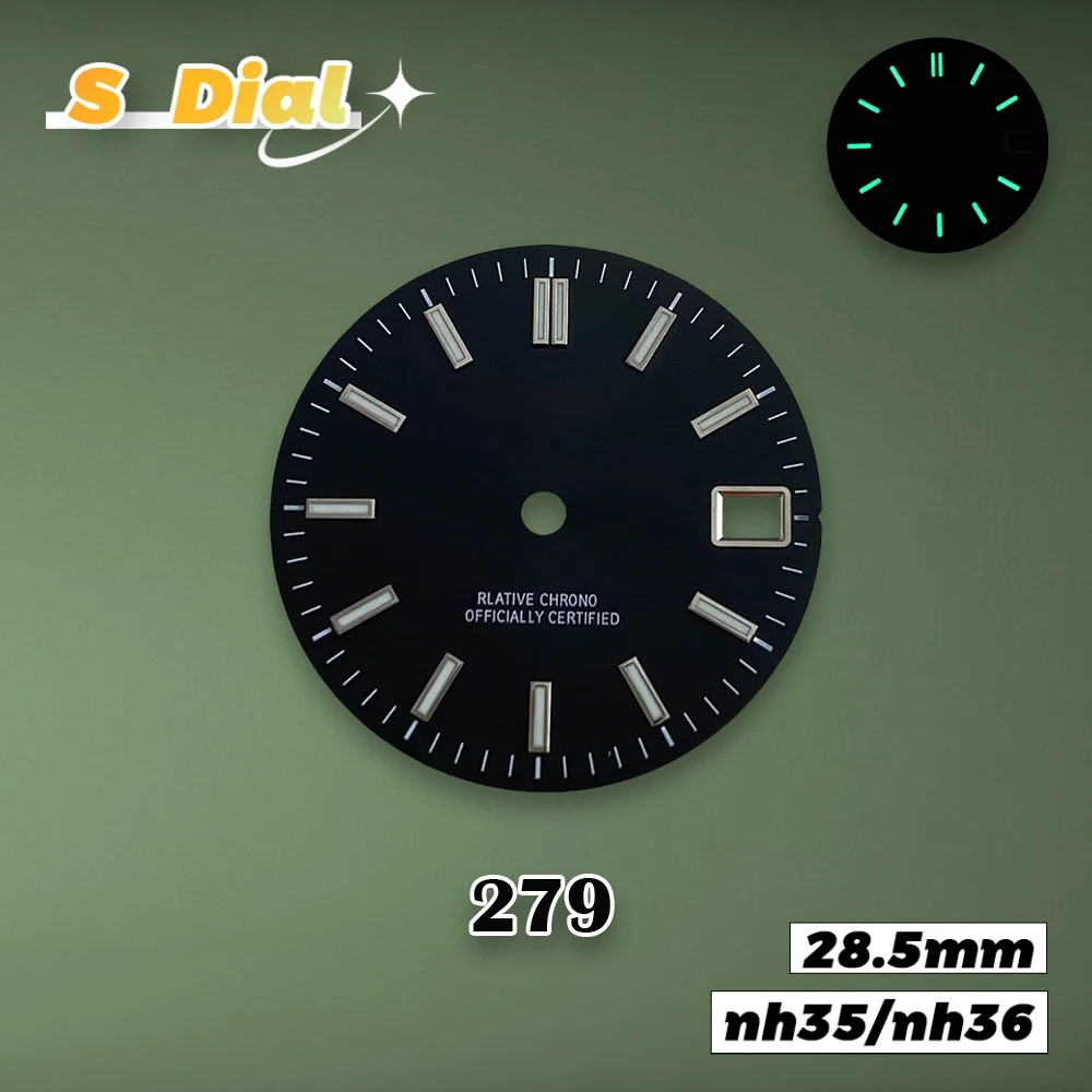 جديد 28.5 مللي متر S شعار journa-l أشعة الشمس الهاتفي صالح NH35/NH36/4R/7S اليابان حركة الأخضر مضيئة ساعة تعديل الملحقات #6