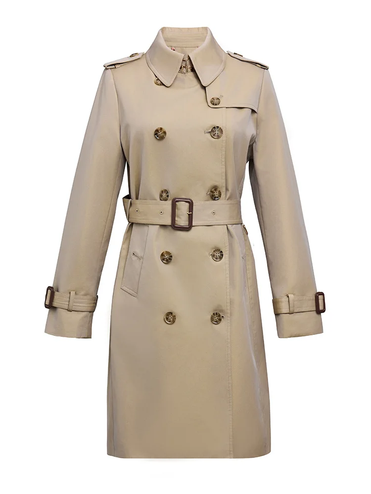 

Early spring new lapel Long Laser color change jackets female double breasted England trench with belt wy2315