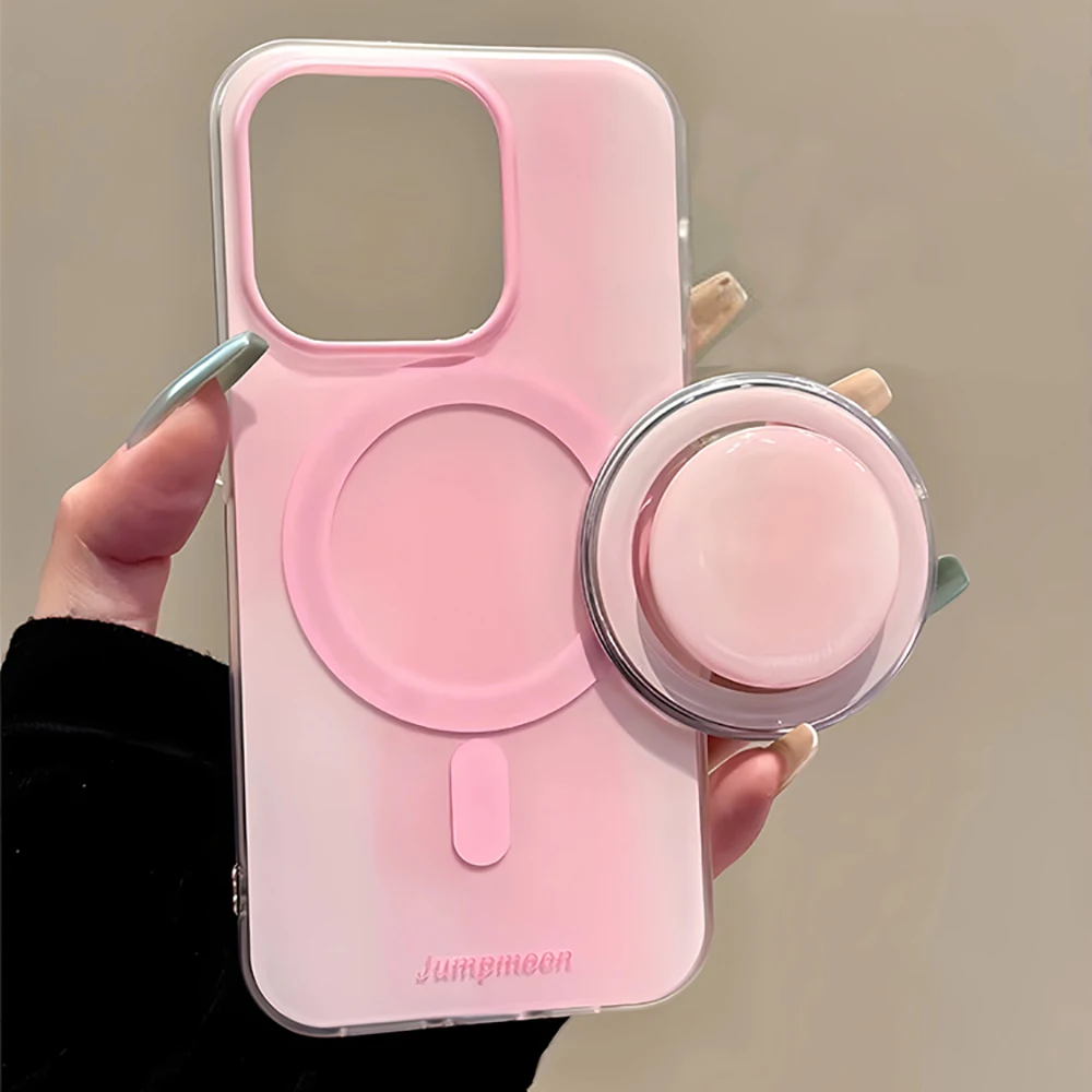 

Korean Luxury Gradient Magnetic Phone Case for IPhone 16 15 13 14 Pro Max Cover with Magsafe Stand Holder Lovely Silicone Cover